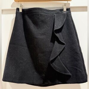 J.Crew Black Wool Ruffle A-Line Mini Skirt NWT
